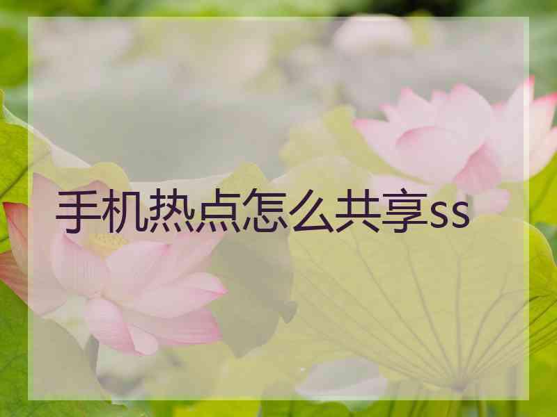 手机热点怎么共享ss