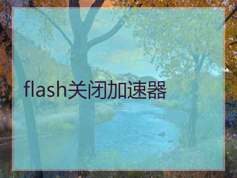 flash关闭加速器